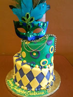 Mardi Gras Themed Birthday Cake